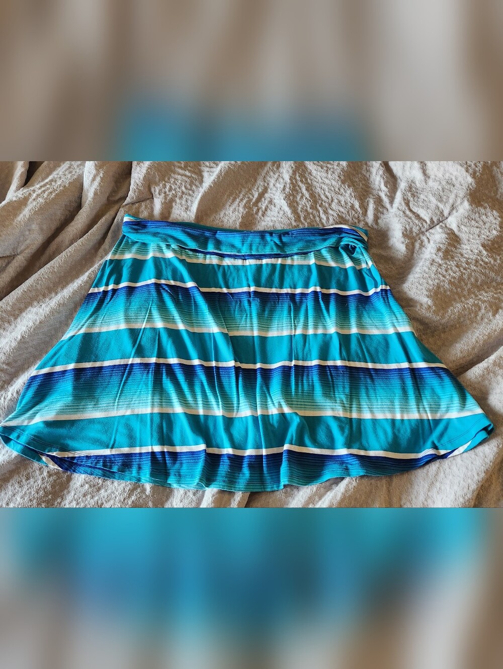 Merona Teal and Blue Striped Skater Skirt